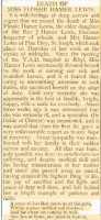 Report of the death of Flossie Hamer Lewis, Denbighshire Free Press 31st March 1917