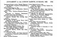 Citation for award of CBE to Lady Glanusk, London Gazette (Supplement) 30th March 1920